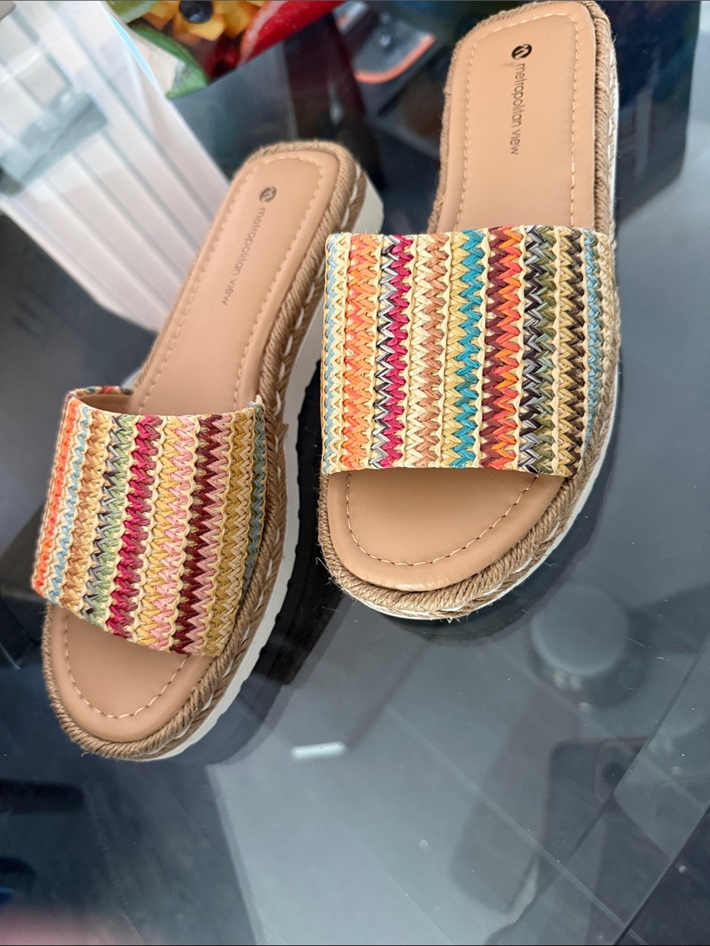 Multicolor Braided Slide Sandals for Women - Picture 3 of 3